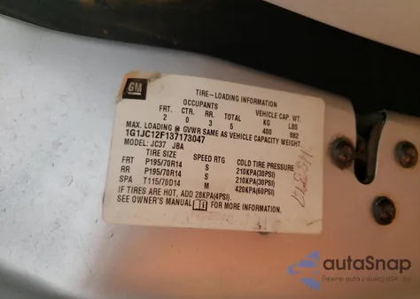 2003 Chevrolet Cavalier from USA, damaged, VIN 1G1JC12F137173047